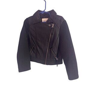 Girls XS Cherokee Black Faux Leather & Quilted Sleeve Moto Jacket  G-7-201-100